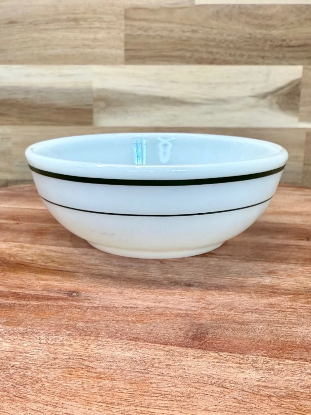 VTG Pyrex by Corning Tableware Double Tough Double Green Stripe Bowl #705 5.5" - Picture 4 of 9